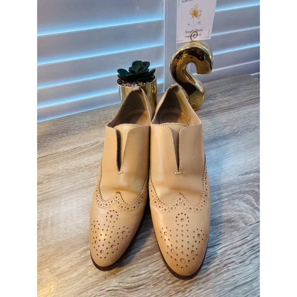 J. Crew Slip On Leather Oxfords Leather Shoes Toasted Wheat Women's Size 8